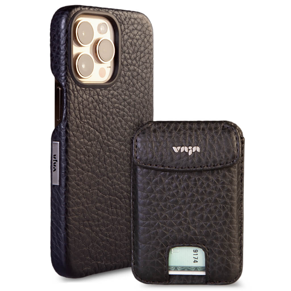 2 in 1 iPhone 15 Pro leather case with Mini Wallet - Vaja