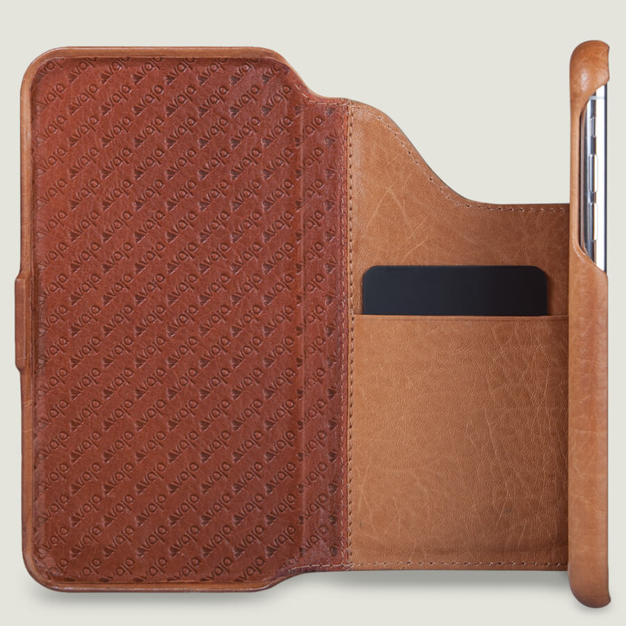 Folio Wallet Stand iPhone Xs Max Leather Case - Vaja