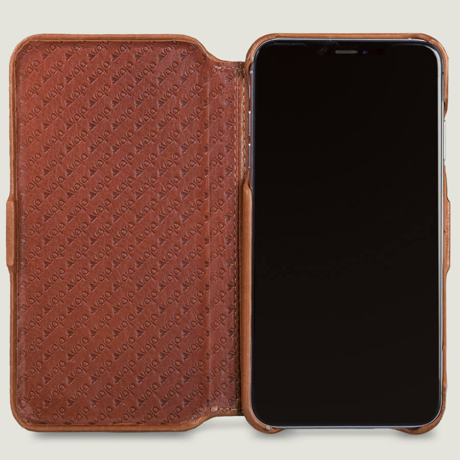 Folio Wallet Stand iPhone Xs Max Leather Case - Vaja