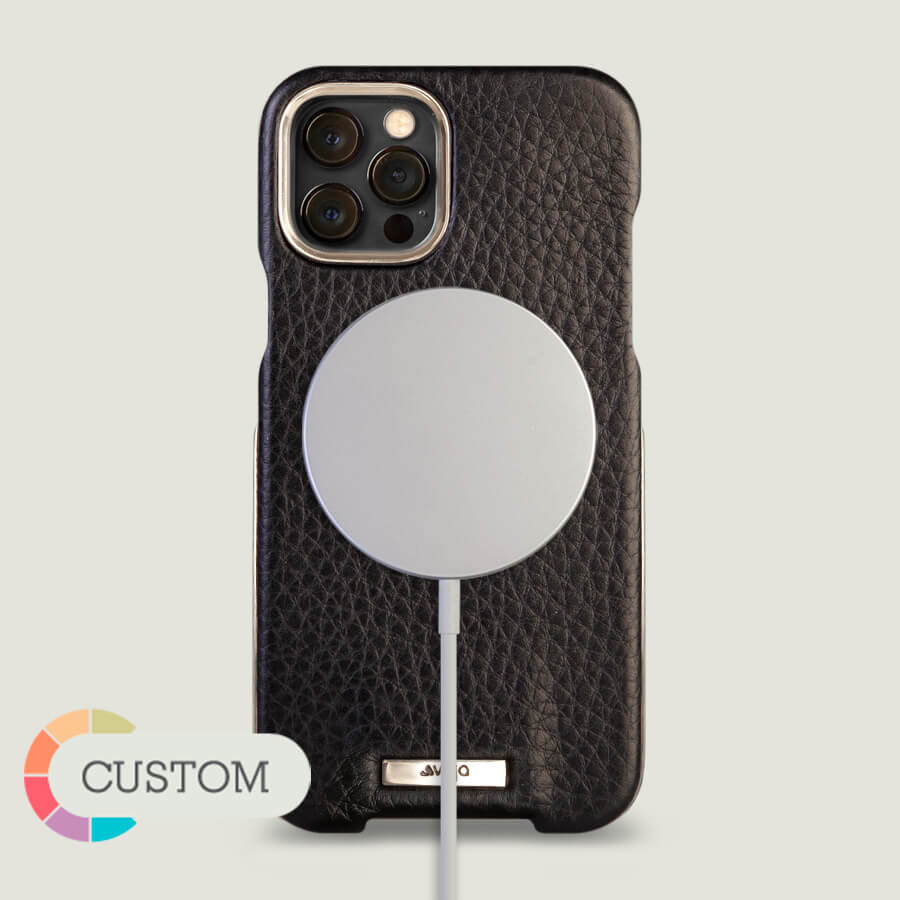 Customizable Silver Grip iPhone 12 & 12 Pro Leather Case - Vaja