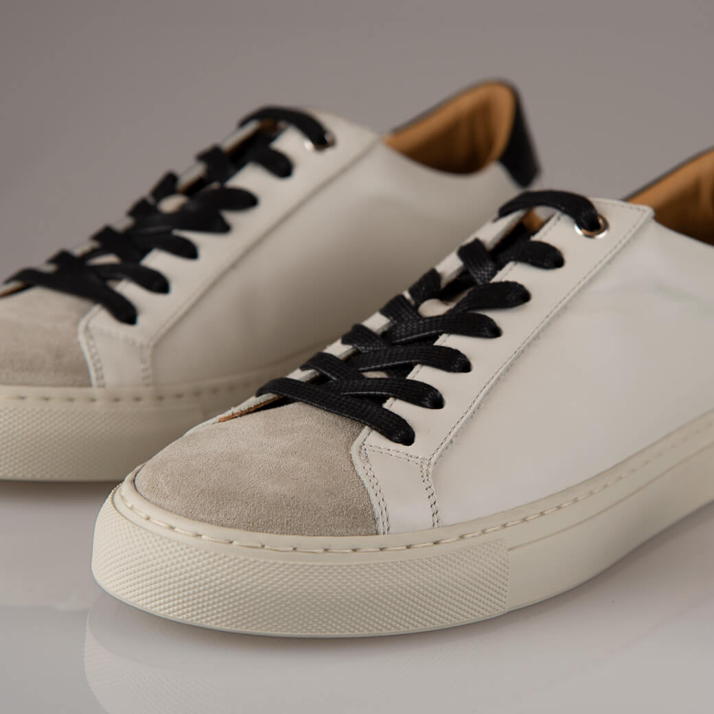 Urban White & Grey Leather Sneakers - Vaja