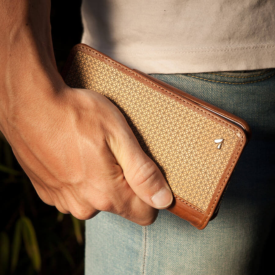 Wallet Wood iPhone Xs Max Leather Case - Vaja