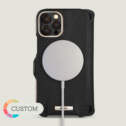 Customizable Silver Wallet iPhone 12 & 12 Pro Leather Case - Vaja