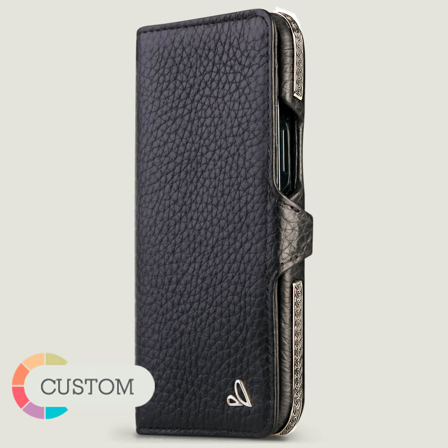 Customizable Silver Wallet iPhone 12 Pro Max Leather Case - Vaja