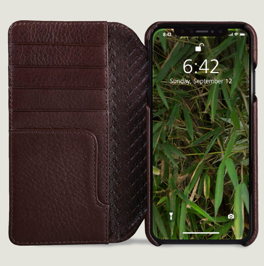 Wallet Wood iPhone Xs Max Leather Case - Vaja