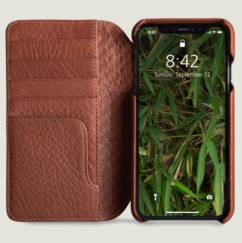 Wallet Wood iPhone Xs Max Leather Case - Vaja