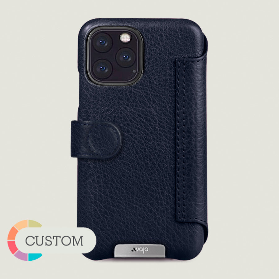 Customizable iPhone 11 Pro Wallet leather case with magnetic closure - Vaja