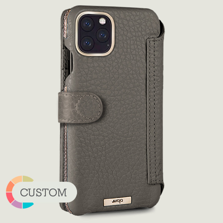 Customizable Silver iPhone 11 Pro Max Wallet leather case - Vaja