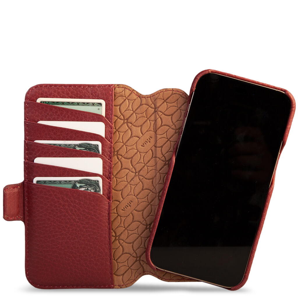 2 in 1 Wallet Leather Case for iPhone 15 Pro Max - Vaja
