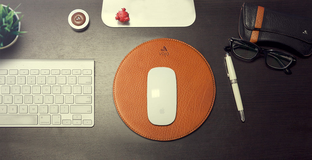 Leather Round Mouse Pad - Vaja
