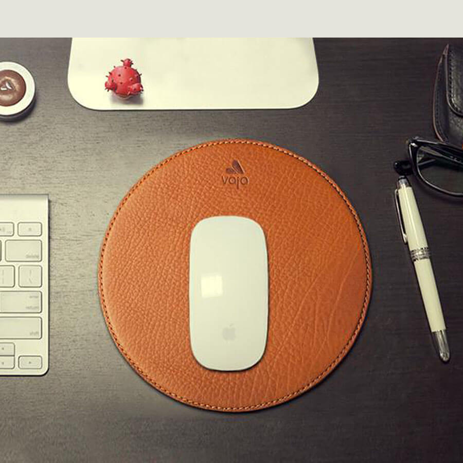 Leather Round Mouse Pad - Vaja